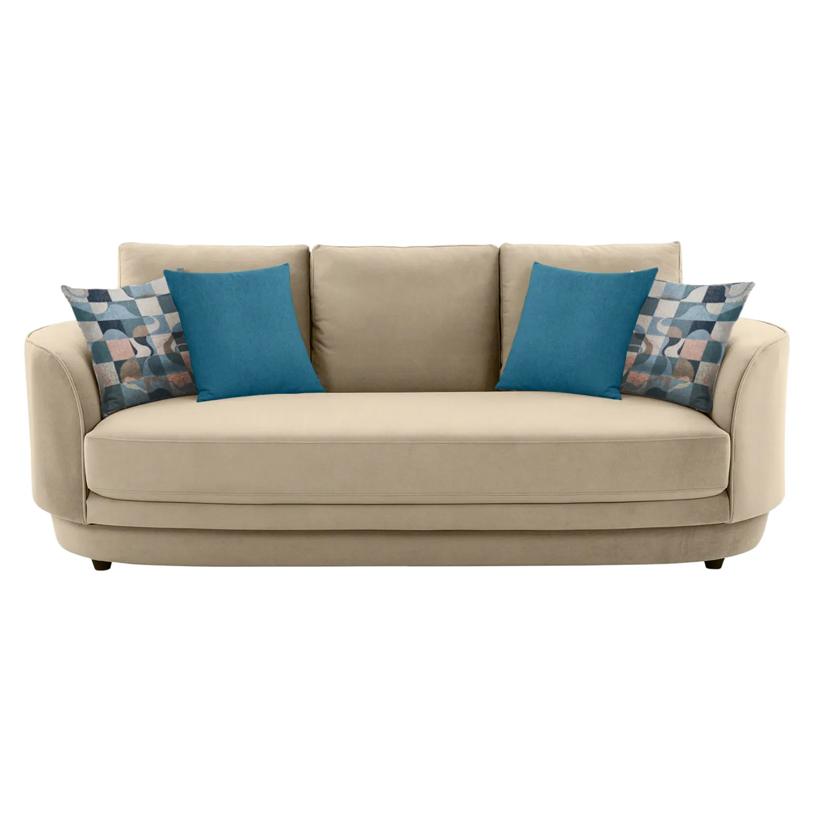 Amara Sofa 3 Seater Beige premium velvet fabric sofa by Vassio