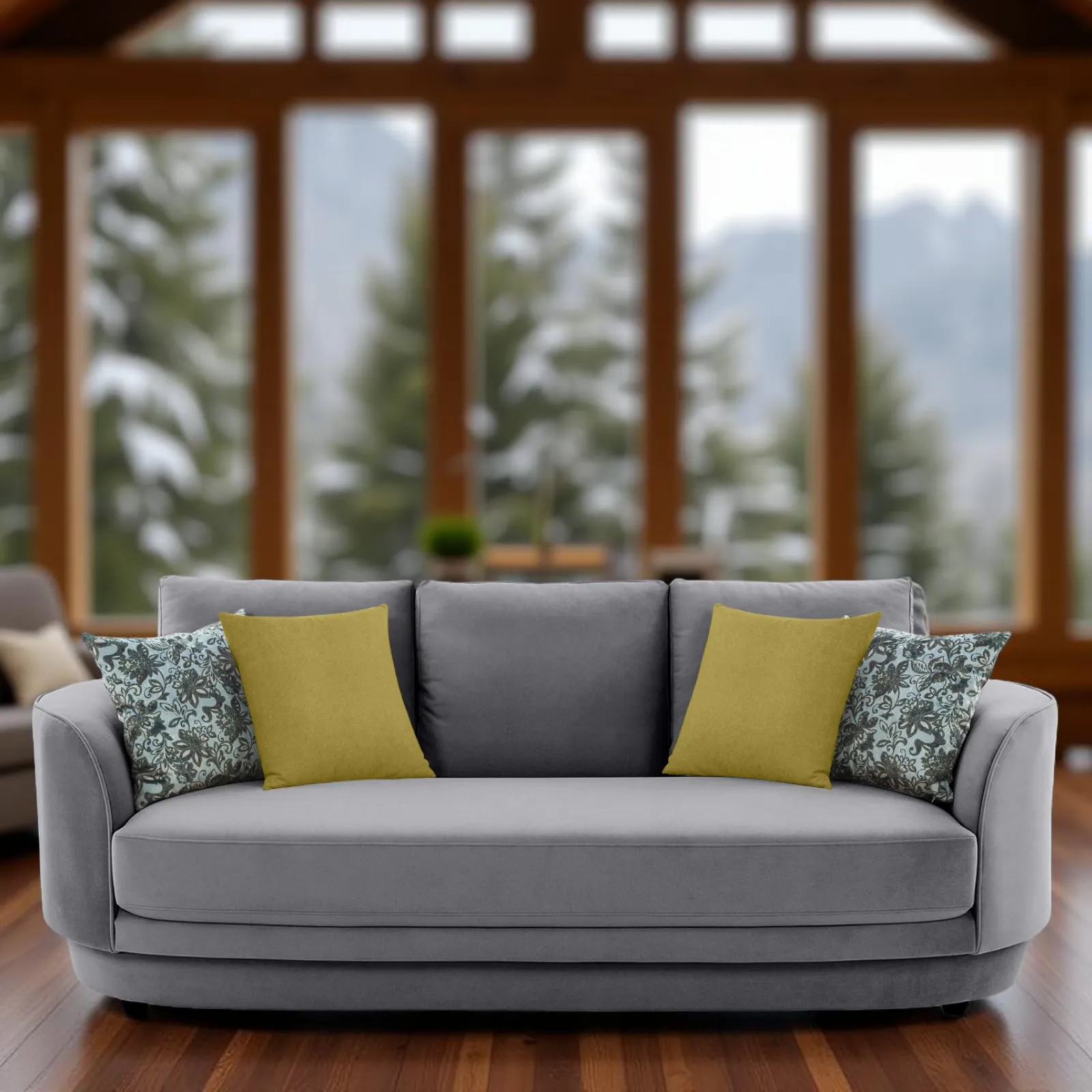 Amara Sofa 3 Seater Dark Grey premium velvet fabric sofa by Vassio