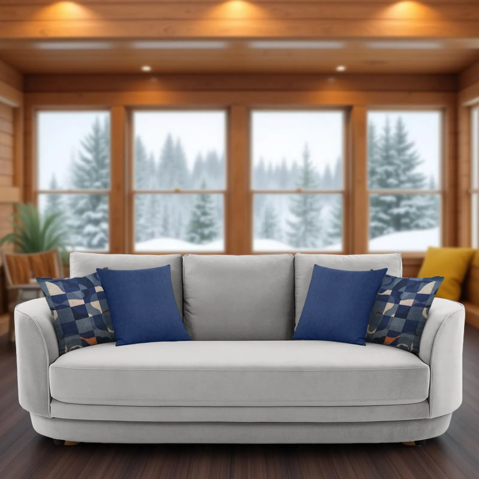 Amara Sofa 3 Seater Light Grey premium velvet fabric sofa by Vassio