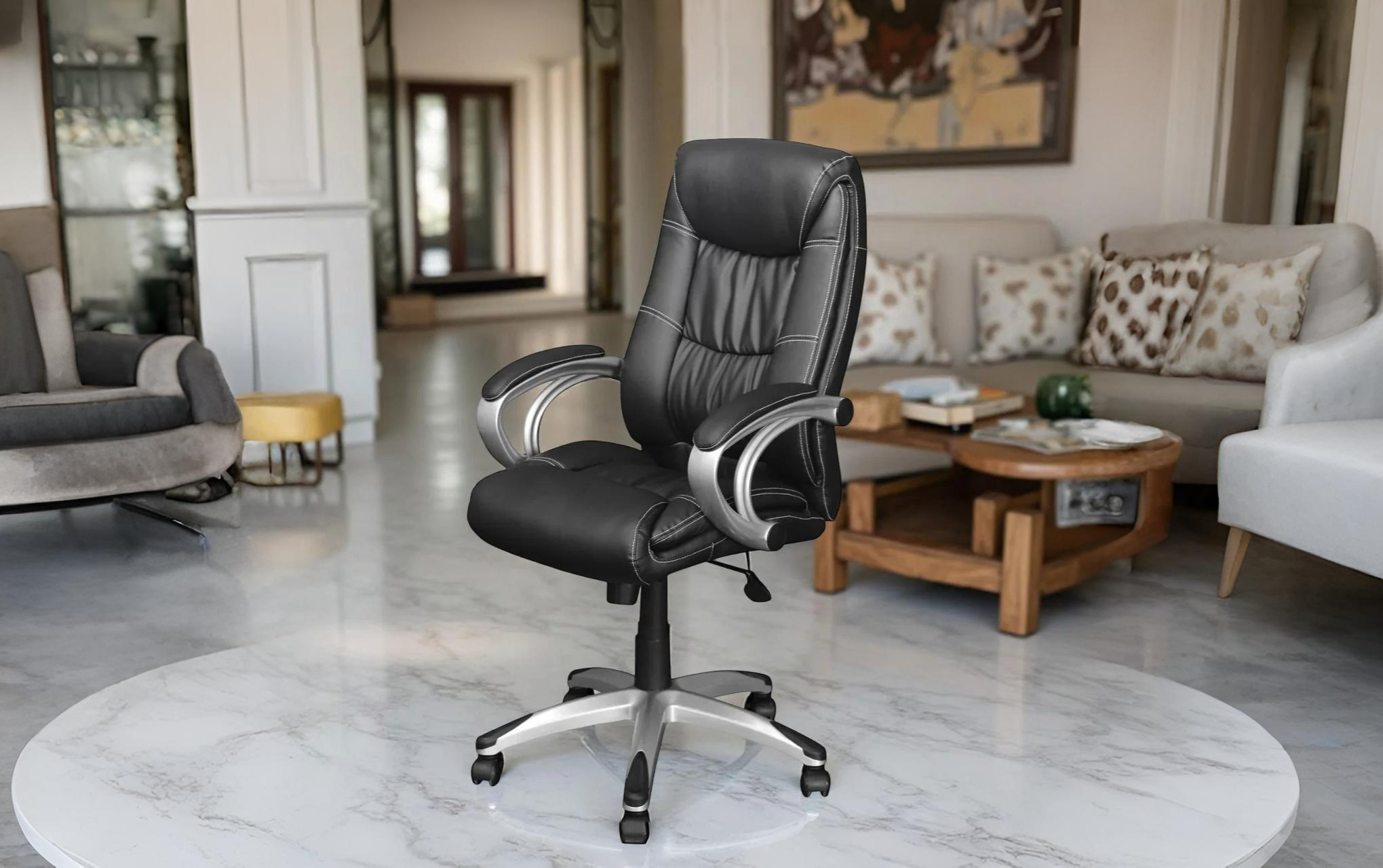 Leather chair in executive office setting