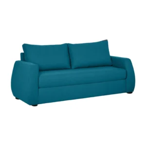 Nesto 3 Seater Sofa Blue with curved arms and soft back cushions by Vassio
