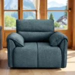 Nova 1 Seater Sofa Blue fabric sofa with solid wood frame and nylon legs by Vassio