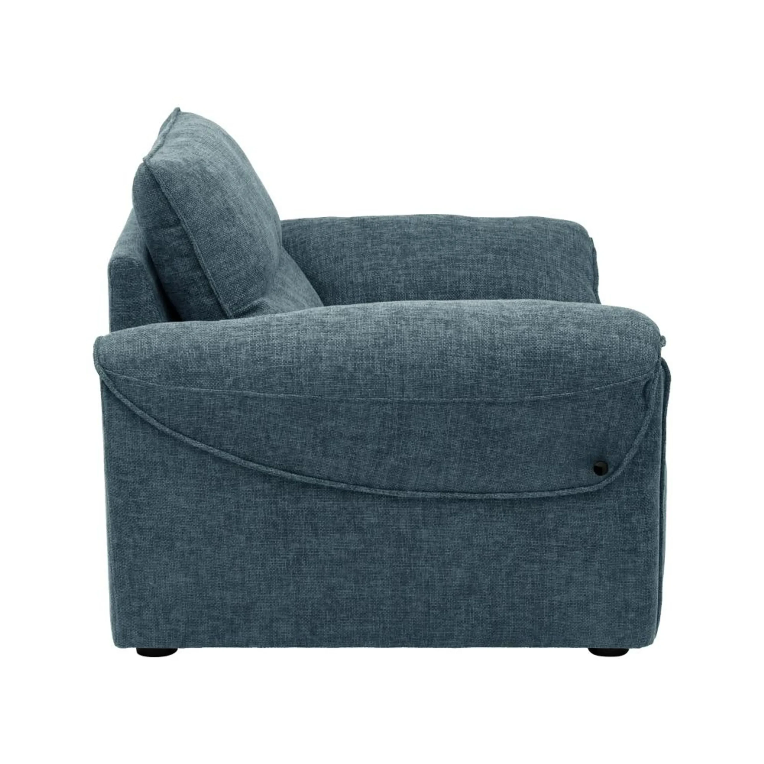 Nova 1 Seater Sofa Blue fabric sofa with solid wood frame and nylon legs by Vassio