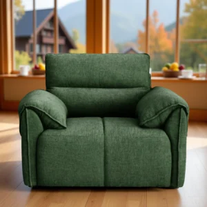 Nova 1 Seater Sofa Green fabric sofa with solid wood frame and nylon legs by Vassio