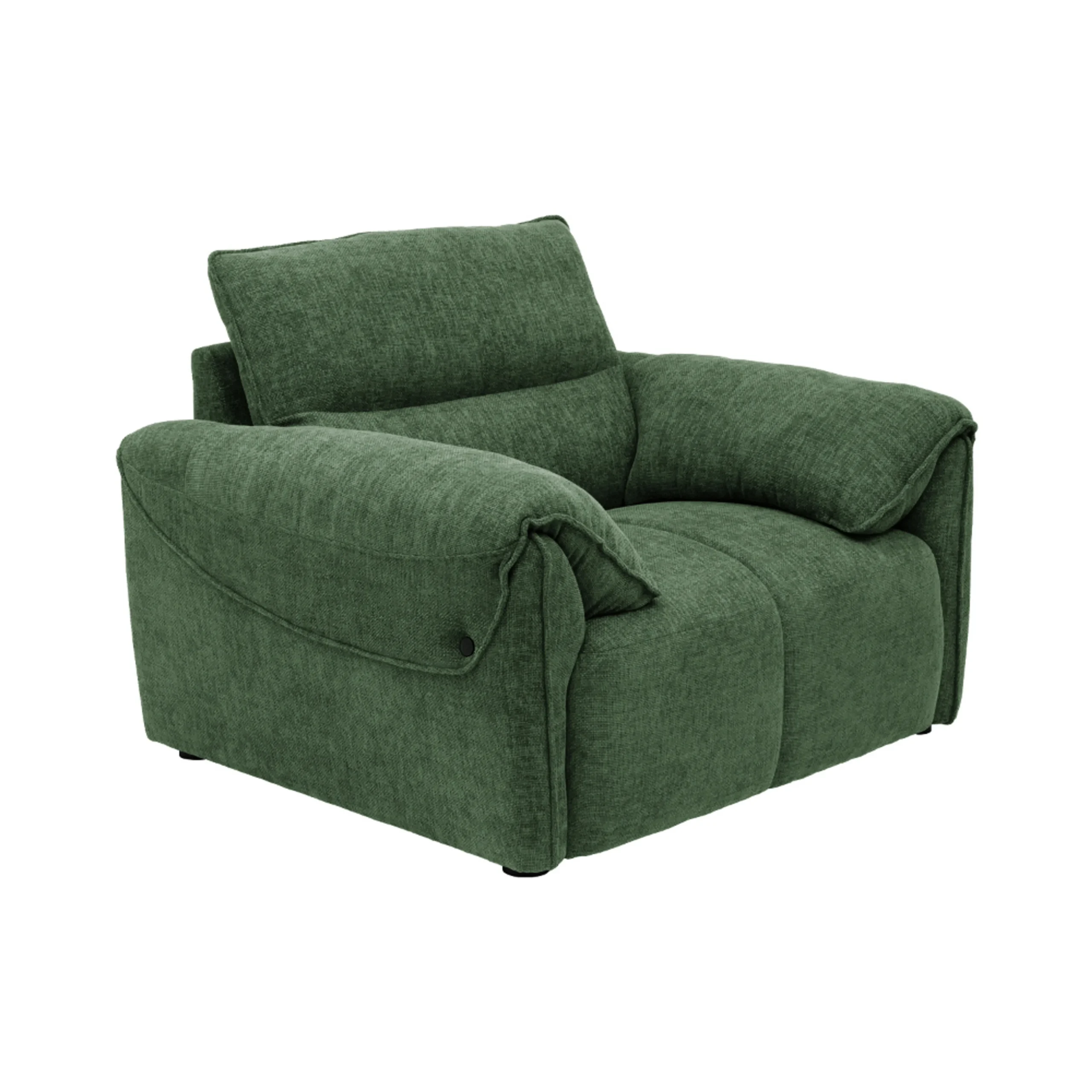 Nova 1 Seater Sofa Green fabric sofa with solid wood frame and nylon legs by Vassio