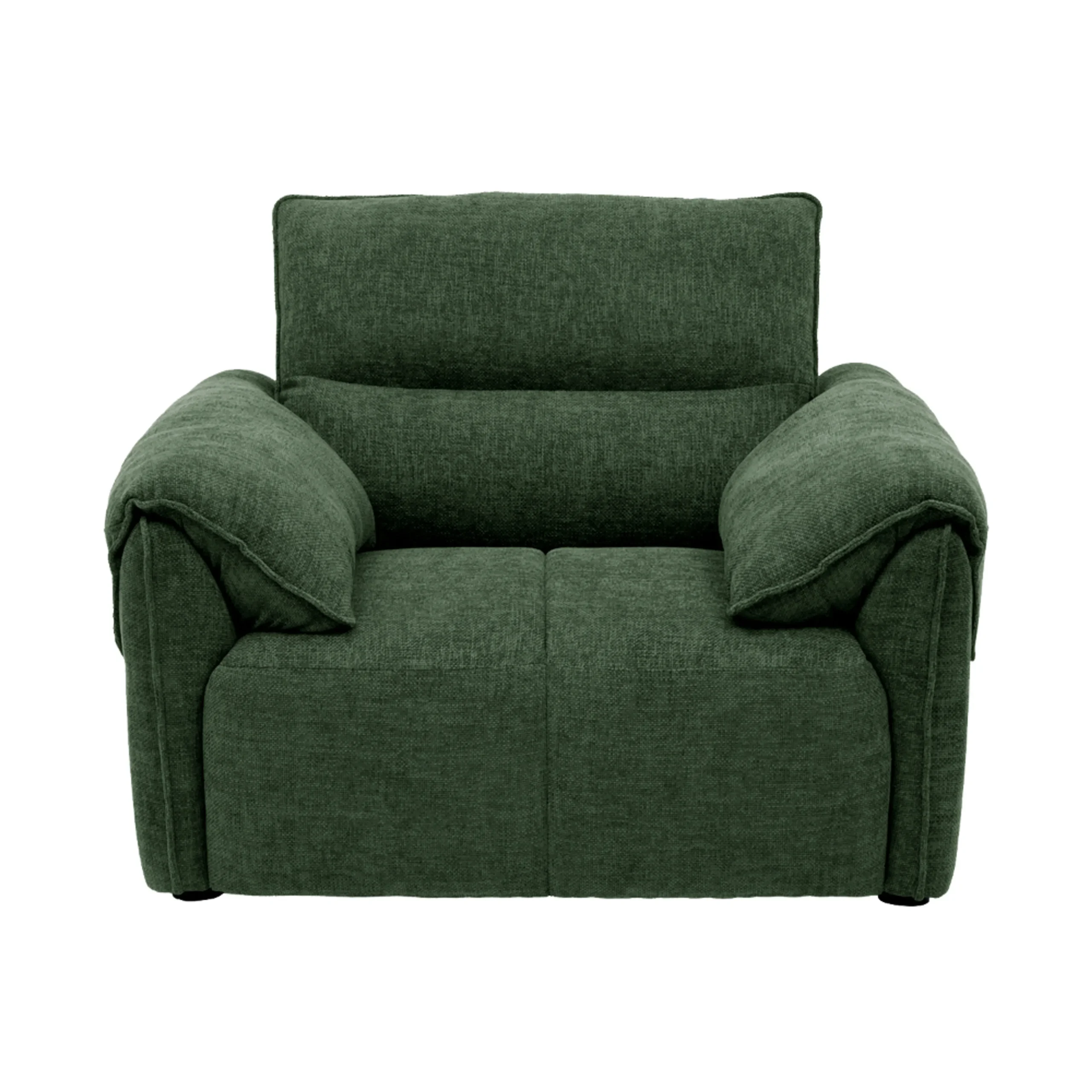 Nova 1 Seater Sofa Green fabric sofa with solid wood frame and nylon legs by Vassio