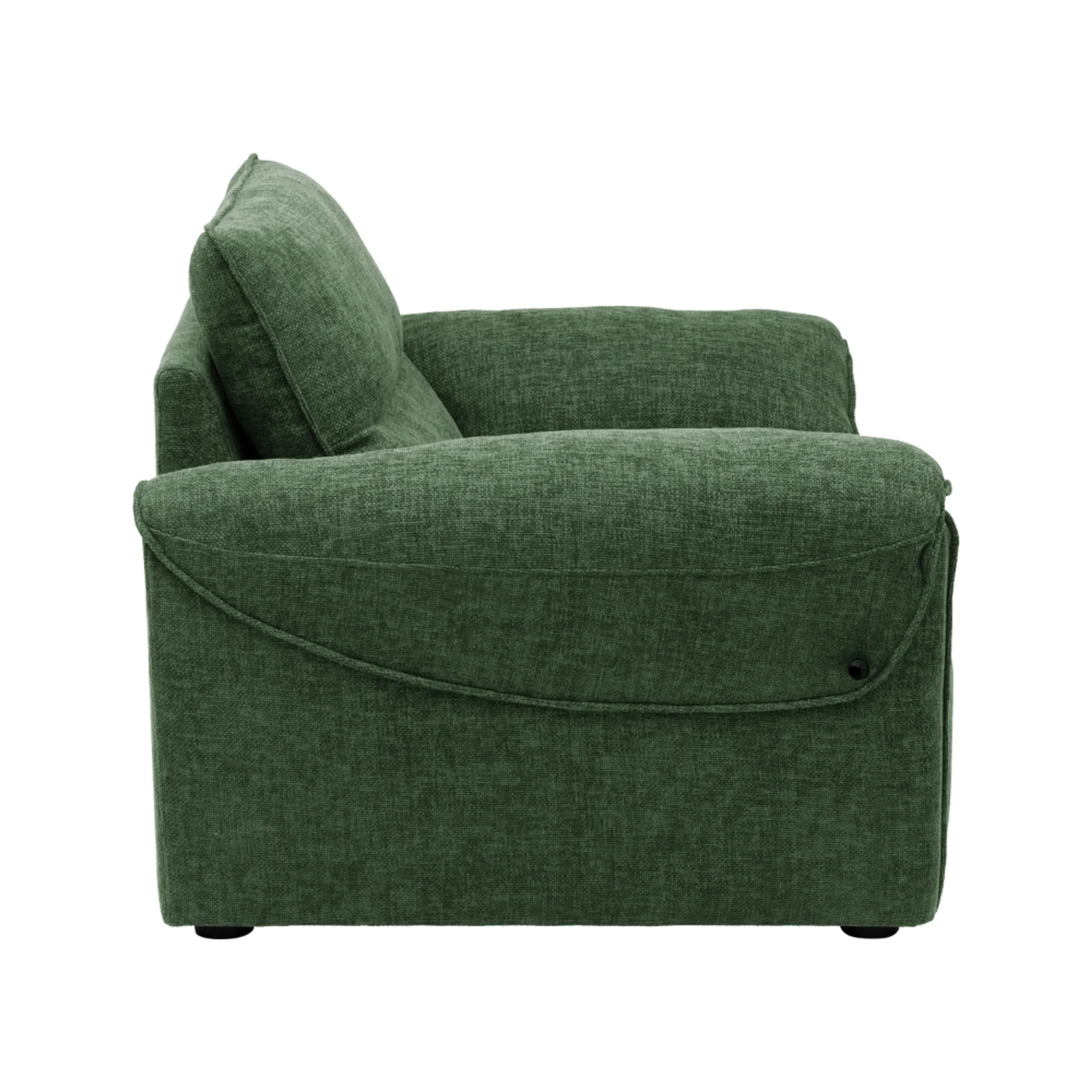 Nova 1 Seater Sofa Green fabric sofa with solid wood frame and nylon legs by Vassio