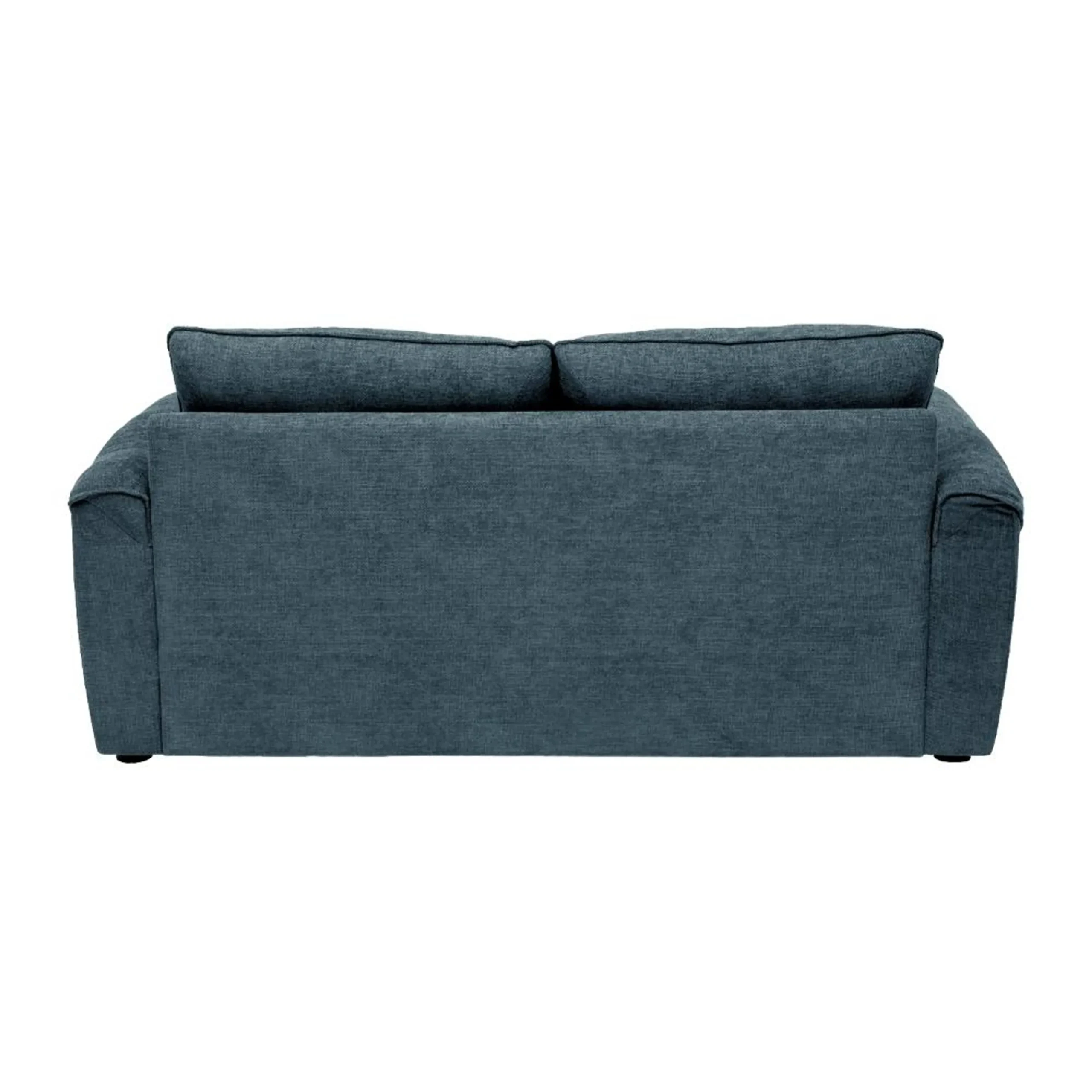 Nova 2 Seater Sofa Blue fabric sofa with solid wood frame, nylon legs, and premium cushioning by Vassio