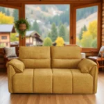 Buy Nova 2 Seater Sofa Yellow fabric sofa with solid wood frame, nylon legs, and premium cushioning by Vassio